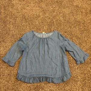 GAP || Denim Lyocell Ruffle Blouse Size L